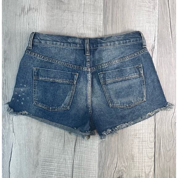 Free People Womens Size 26/2 Blue Dark Wash Denim Tulum Embroidered Shorts - Picture 3 of 5